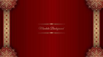 red luxury background, with gold mandala ornament vector