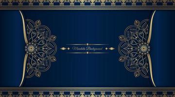 luxury mandala background, blue and gold, design vector