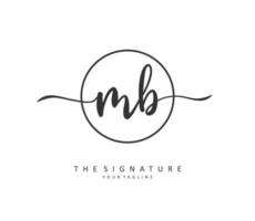 M B MB Initial letter handwriting and  signature logo. A concept handwriting initial logo with template element. vector