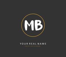 M B MB Initial letter handwriting and  signature logo. A concept handwriting initial logo with template element. vector