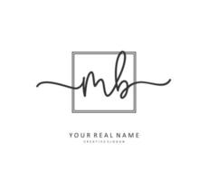 M B MB Initial letter handwriting and  signature logo. A concept handwriting initial logo with template element. vector