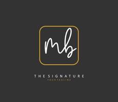 M B MB Initial letter handwriting and  signature logo. A concept handwriting initial logo with template element. vector