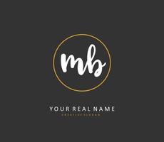 M B MB Initial letter handwriting and  signature logo. A concept handwriting initial logo with template element. vector