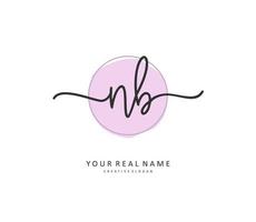 N B NB Initial letter handwriting and  signature logo. A concept handwriting initial logo with template element. vector