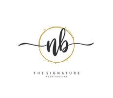 N B NB Initial letter handwriting and  signature logo. A concept handwriting initial logo with template element. vector