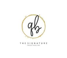Q B QB Initial letter handwriting and  signature logo. A concept handwriting initial logo with template element. vector