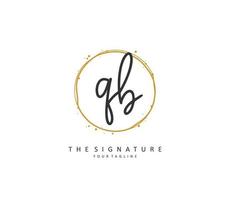 Q B QB Initial letter handwriting and  signature logo. A concept handwriting initial logo with template element. vector