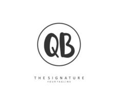 Q B QB Initial letter handwriting and  signature logo. A concept handwriting initial logo with template element. vector