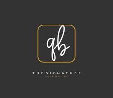 Q B QB Initial letter handwriting and  signature logo. A concept handwriting initial logo with template element. vector