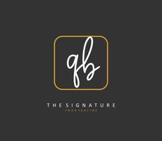 Q B QB Initial letter handwriting and  signature logo. A concept handwriting initial logo with template element. vector