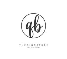 Q B QB Initial letter handwriting and  signature logo. A concept handwriting initial logo with template element. vector