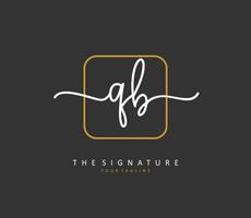 Q B QB Initial letter handwriting and  signature logo. A concept handwriting initial logo with template element. vector