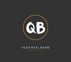 Q B QB Initial letter handwriting and  signature logo. A concept handwriting initial logo with template element. vector