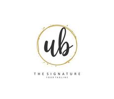 U B UB Initial letter handwriting and  signature logo. A concept handwriting initial logo with template element. vector