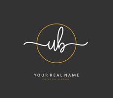 U B UB Initial letter handwriting and  signature logo. A concept handwriting initial logo with template element. vector