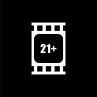 Sign of Adult Only for Eighteen Plus or 18 Plus and Twenty One Plus or 21 Plus Age in the Filmstrip. Age Rating Movie Icon Symbol for Movie Poster, Apps, Website or Graphic Design Element. Vector