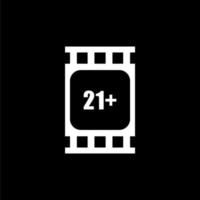 Sign of Adult Only for Eighteen Plus or 18 Plus and Twenty One Plus or 21 Plus Age in the Filmstrip. Age Rating Movie Icon Symbol for Movie Poster, Apps, Website or Graphic Design Element. Vector