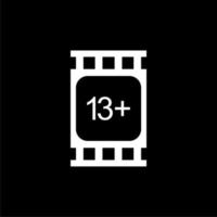 Sign of Adult Only for Thirteen Plus, 13 Plus Age in the Filmstrip. Age Rating Movie Icon Symbol for Movie Poster, Banner, Backdrop, Apps, Website or Graphic Design Element. Vector Illustration