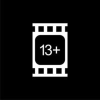 Sign of Adult Only for Thirteen Plus, 13 Plus Age in the Filmstrip. Age Rating Movie Icon Symbol for Movie Poster, Banner, Backdrop, Apps, Website or Graphic Design Element. Vector Illustration