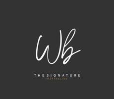 W B WB Initial letter handwriting and  signature logo. A concept handwriting initial logo with template element. vector