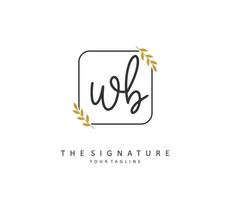 W B WB Initial letter handwriting and  signature logo. A concept handwriting initial logo with template element. vector