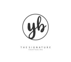 Y B YB Initial letter handwriting and  signature logo. A concept handwriting initial logo with template element. vector