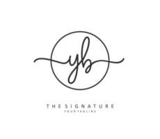 Y B YB Initial letter handwriting and  signature logo. A concept handwriting initial logo with template element. vector