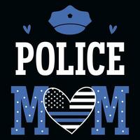 policía mamá tipografía camiseta diseño vector