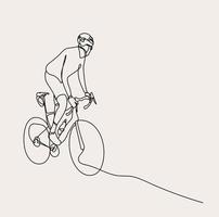 ciclista línea arte, minimalista motorista, montaña bicicleta, extremo deporte , bicicleta contorno dibujo, aptitud Atletas ilustración, vector