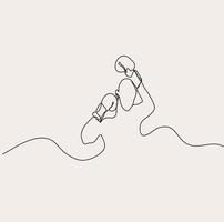 Minimalist Boxing line art, Extreme Sport, Boxer Athlete, Simple Sketch, Outline Drawing, Vector Illustration, Black Lines