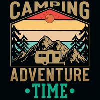 cámping aventuras hora camiseta diseño vector