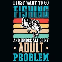 Fishing typographic graphics tshirt design vector