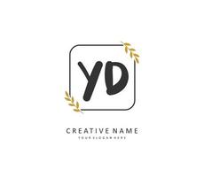 YD Initial letter handwriting and  signature logo. A concept handwriting initial logo with template element. vector