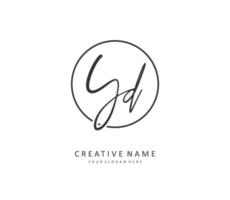 YD Initial letter handwriting and  signature logo. A concept handwriting initial logo with template element. vector