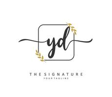 YD Initial letter handwriting and  signature logo. A concept handwriting initial logo with template element. vector