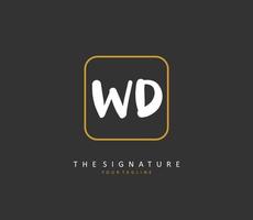 WD Initial letter handwriting and  signature logo. A concept handwriting initial logo with template element. vector