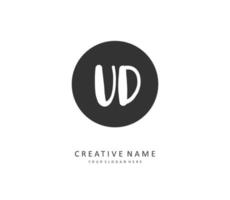 UD Initial letter handwriting and  signature logo. A concept handwriting initial logo with template element. vector