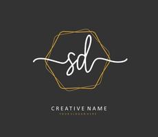 SD Initial letter handwriting and  signature logo. A concept handwriting initial logo with template element. vector