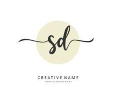 SD Initial letter handwriting and  signature logo. A concept handwriting initial logo with template element. vector