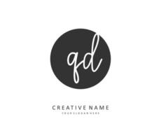 QD Initial letter handwriting and  signature logo. A concept handwriting initial logo with template element. vector