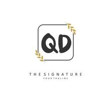 QD Initial letter handwriting and  signature logo. A concept handwriting initial logo with template element. vector