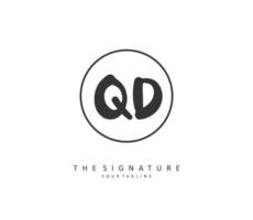 QD Initial letter handwriting and  signature logo. A concept handwriting initial logo with template element. vector