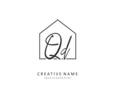 QD Initial letter handwriting and  signature logo. A concept handwriting initial logo with template element. vector