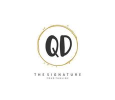 QD Initial letter handwriting and  signature logo. A concept handwriting initial logo with template element. vector