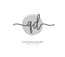 QD Initial letter handwriting and  signature logo. A concept handwriting initial logo with template element. vector