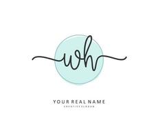 W H WH Initial letter handwriting and  signature logo. A concept handwriting initial logo with template element. vector