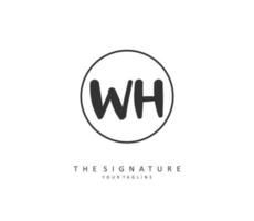 W H WH Initial letter handwriting and  signature logo. A concept handwriting initial logo with template element. vector