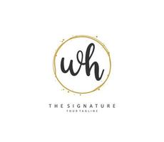 W H WH Initial letter handwriting and  signature logo. A concept handwriting initial logo with template element. vector