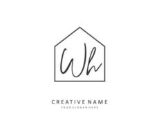 W H WH Initial letter handwriting and  signature logo. A concept handwriting initial logo with template element. vector