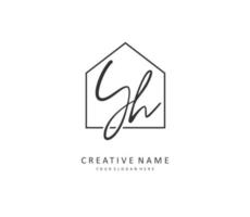Y H YH Initial letter handwriting and  signature logo. A concept handwriting initial logo with template element. vector